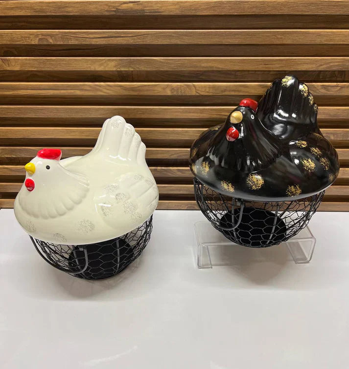 Porte-œufs créatifs en fil de fer en forme de poule