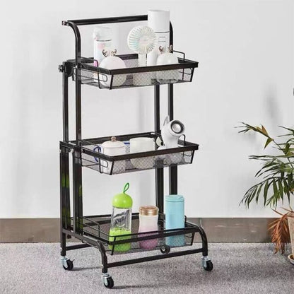 Chariot 3-en-1 Pliable et Mobile | Rangement Intelligent pour la Maison