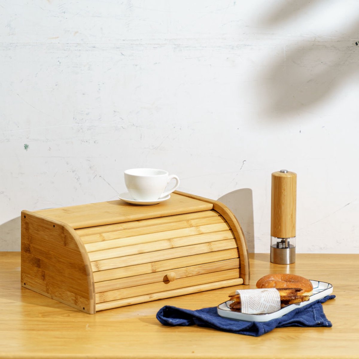 Boîte à pain en bambou – Boîte de conservation du pain en bois, design naturel