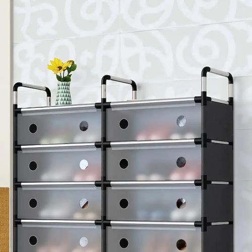 Étagère à chaussures 2 rangées et 7 niveaux – Grande capacité et protection anti-poussière