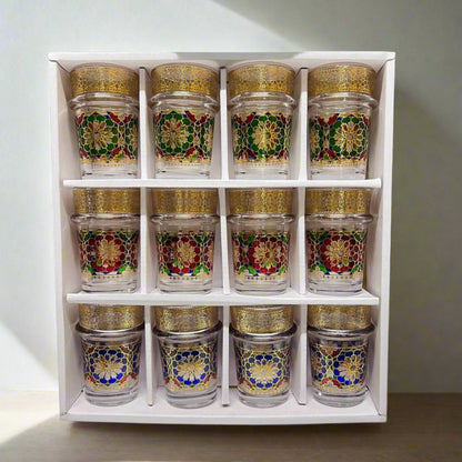 Verres à Thé Marocains en Verre Doré – Set Raffiné pour Service de Thé