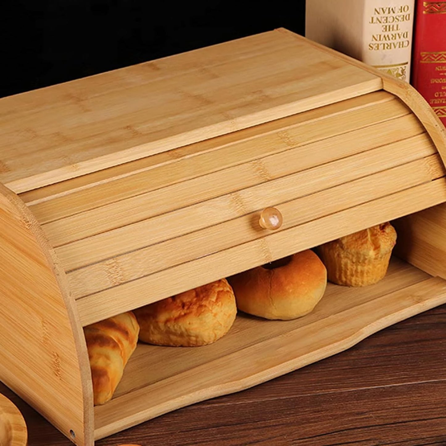 Boîte à pain en bambou – Boîte de conservation du pain en bois, design naturel