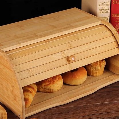 Boîte à pain en bambou – Boîte de conservation du pain en bois, design naturel