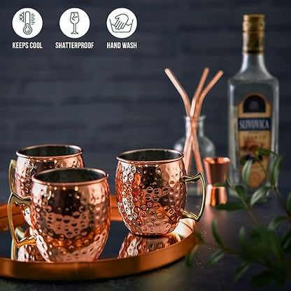 4 mug en cuivre de qualité alimentaire