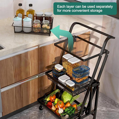 Chariot 3-en-1 Pliable et Mobile | Rangement Intelligent pour la Maison
