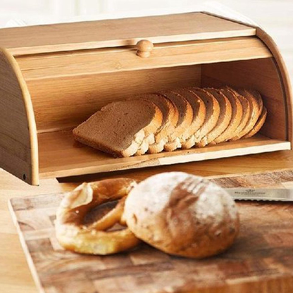Boîte à pain en bambou – Boîte de conservation du pain en bois, design naturel