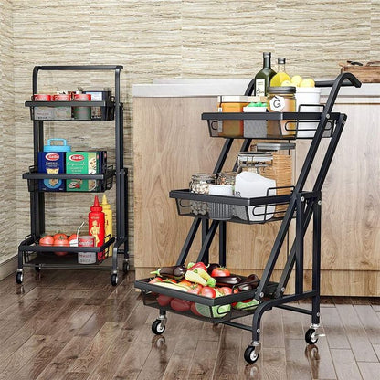 Chariot 3-en-1 Pliable et Mobile | Rangement Intelligent pour la Maison